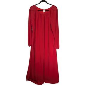 NWT BUENOS NINOS Long Sleeve Crew Neck Loose Chiffon Long Maxi Dress w/ Belt+ Wo